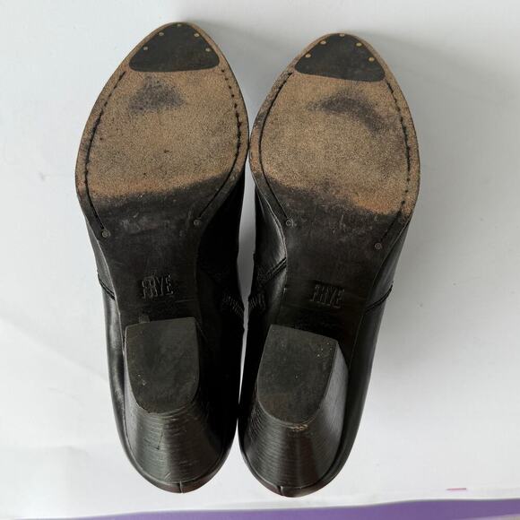 Frye Black Leather Ankle Boots – Women’s 7M, Side Zip, Block Heel - Picture 7 of 9